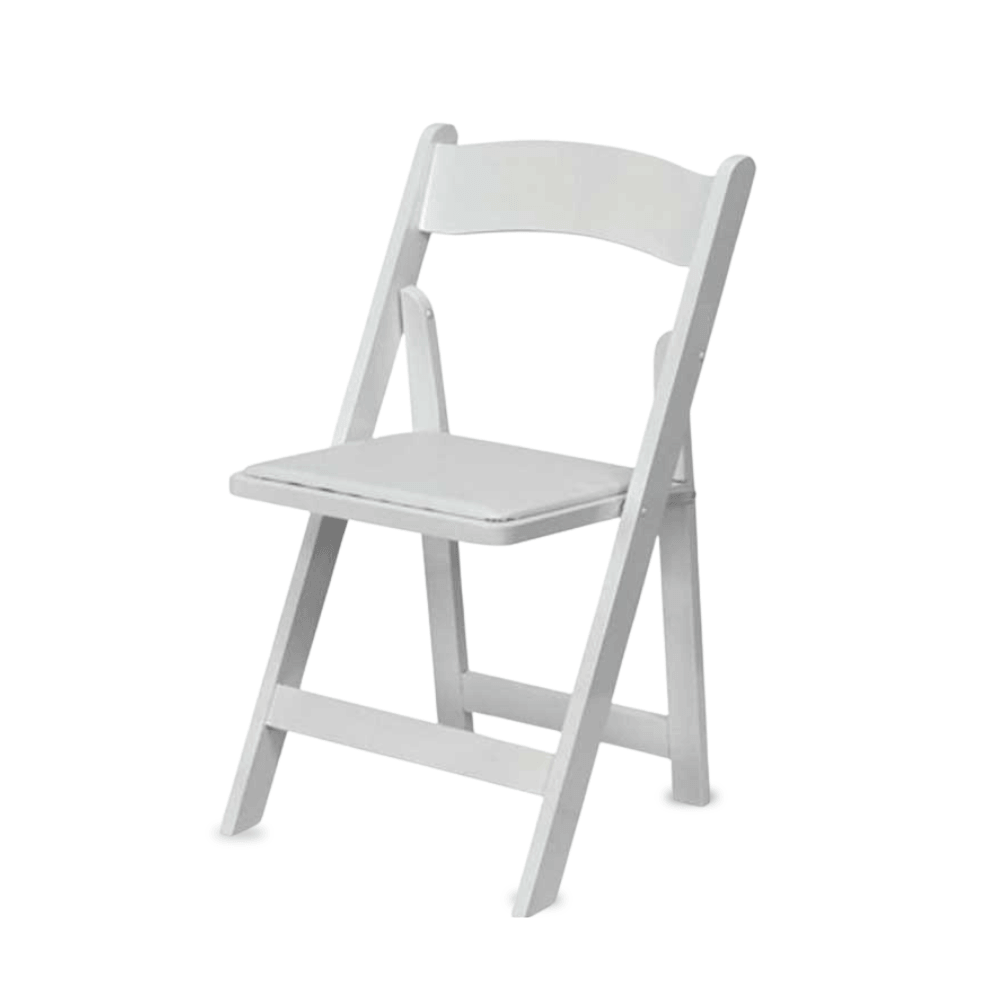 White folding chair on a white background