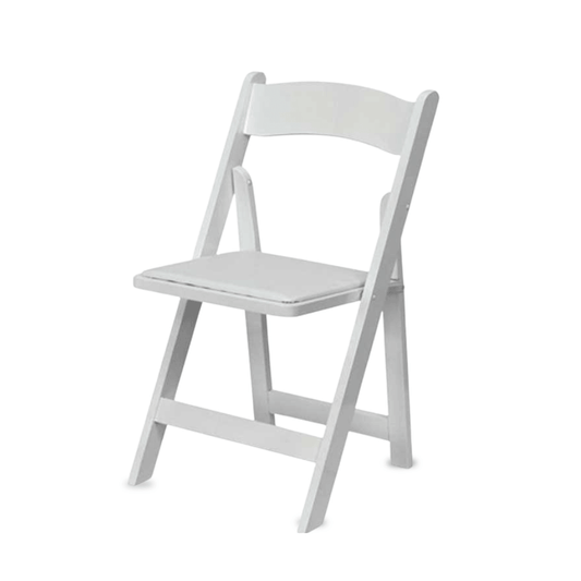 White folding chair on a white background